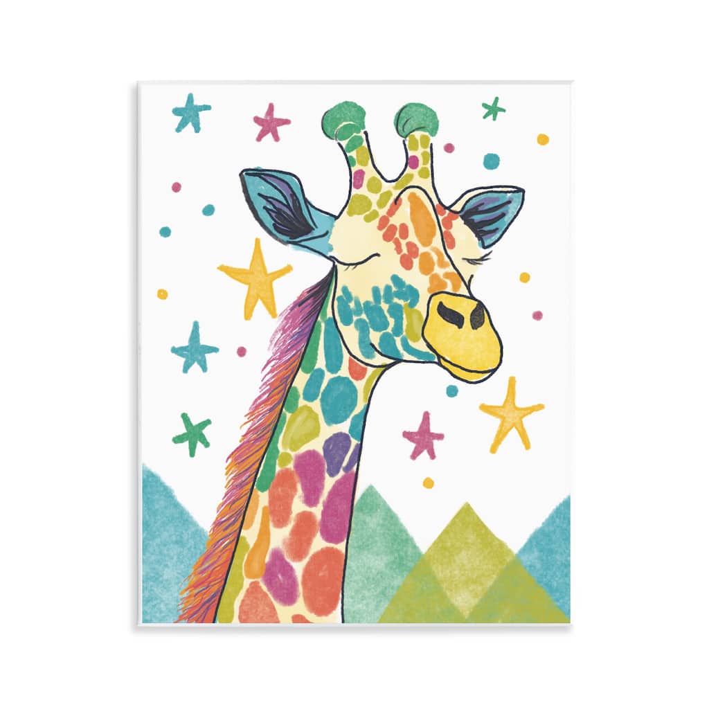 Stupell Whimsical Hued Giraffe & Stars Wall Plaque Art Design By Chen Alyesh