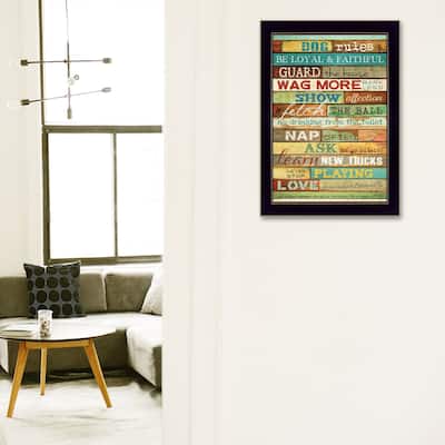 TrendyDecor4U Contemporary "Dog Rules" Framed Print Wall Art by Marla Rae - Multi-Color