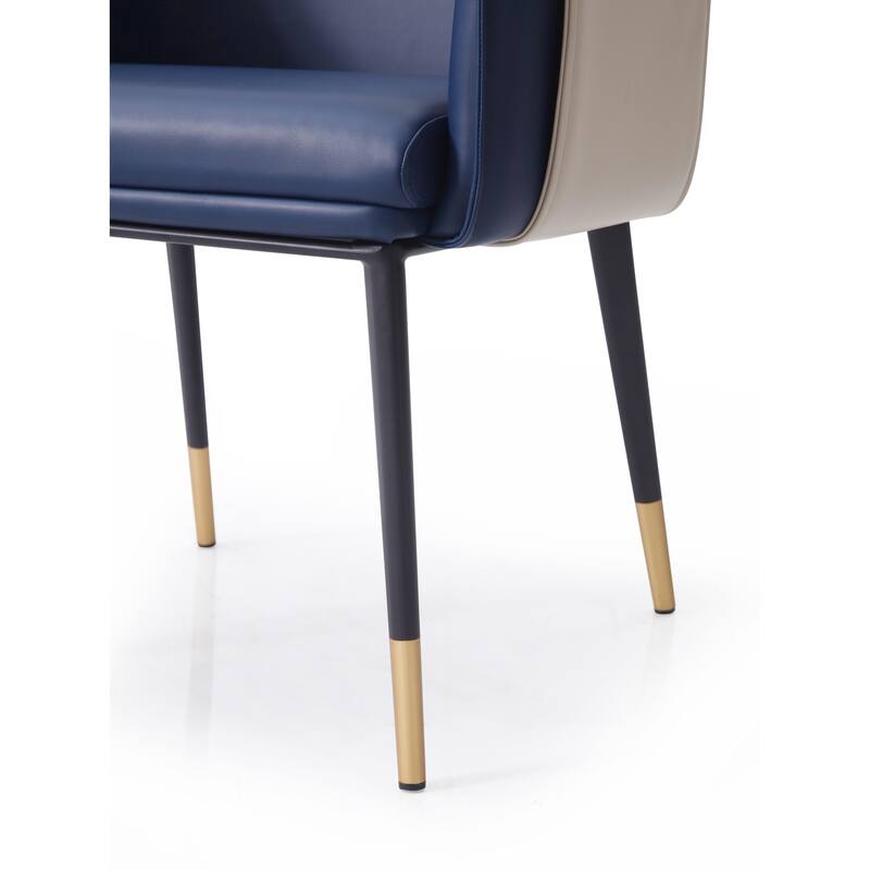 Modrest Calderon Blue & Beige Bonded Leather Dining Chair