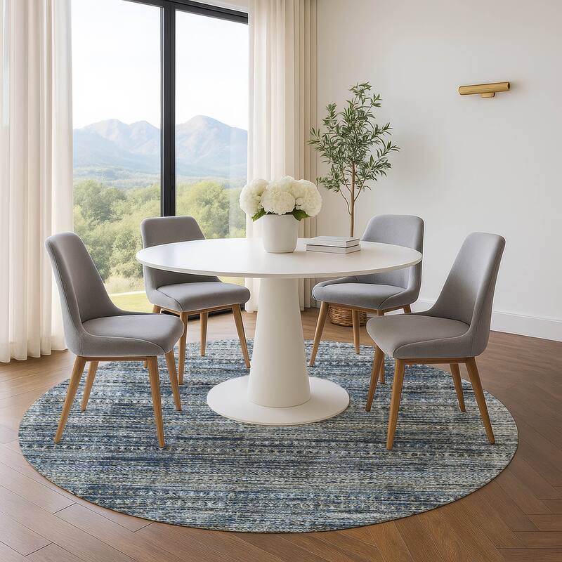 Premium Washable Super Soft Ombre Stripes Mayfield Rug - Denim - 8' x 8'