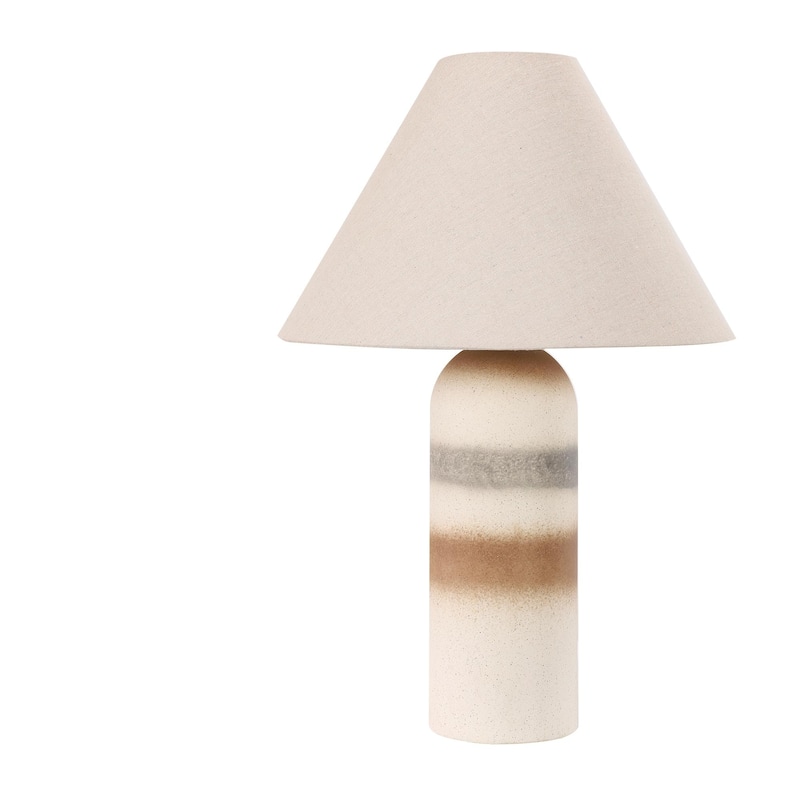 Ceramic Table Lamp with Drum Linen Shade