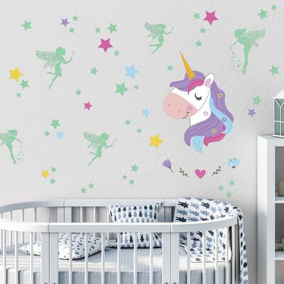 Walplus Magical Unicorn Glow In The Dark Fairies Nursery Wall Sticker