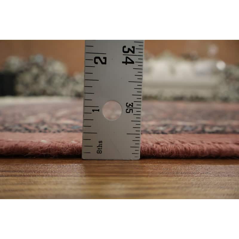 Hand Knotted Oriental 100% Wool Carpet Traditional Tribal Pink Bokhara Area Rug - 11' 2'' X 8' 4''