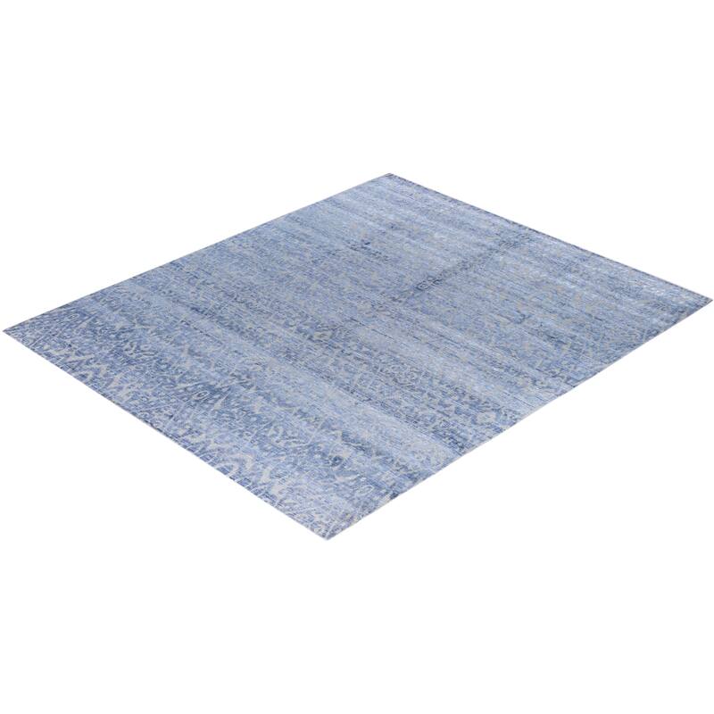 Modern One-of-a-Kind Handmade Area Rug, Blue - 8' 1" x 9' 8"