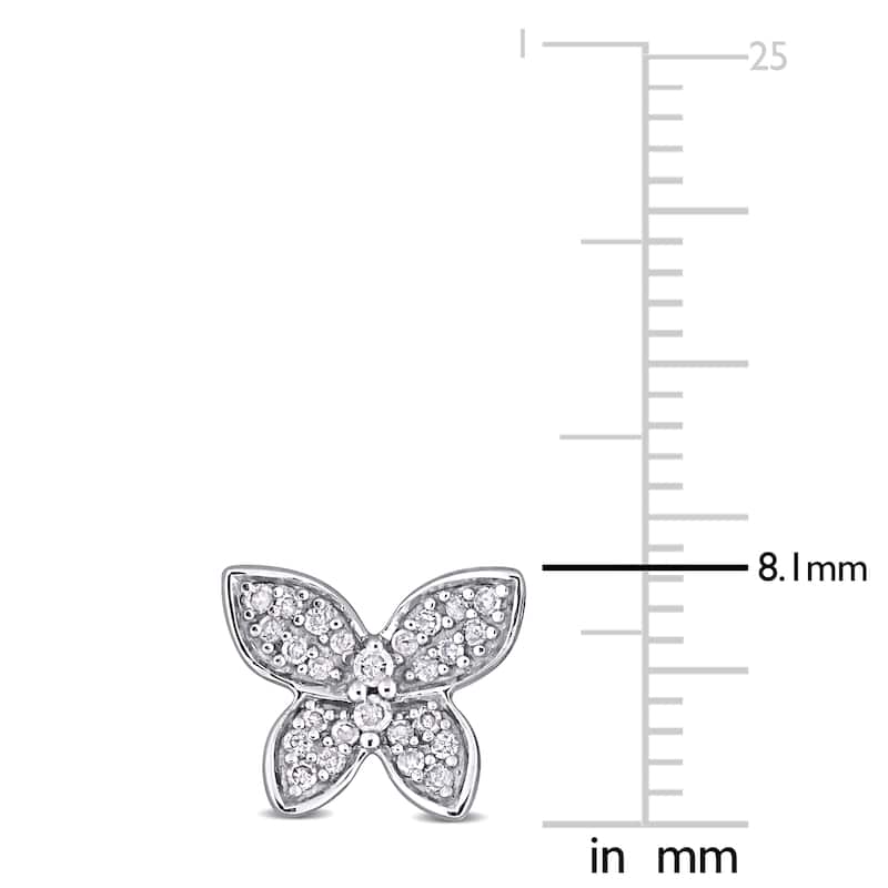 Miadora 10k White Gold 1/5ct TDW Diamond Clustered Butterfly Stud Earrings