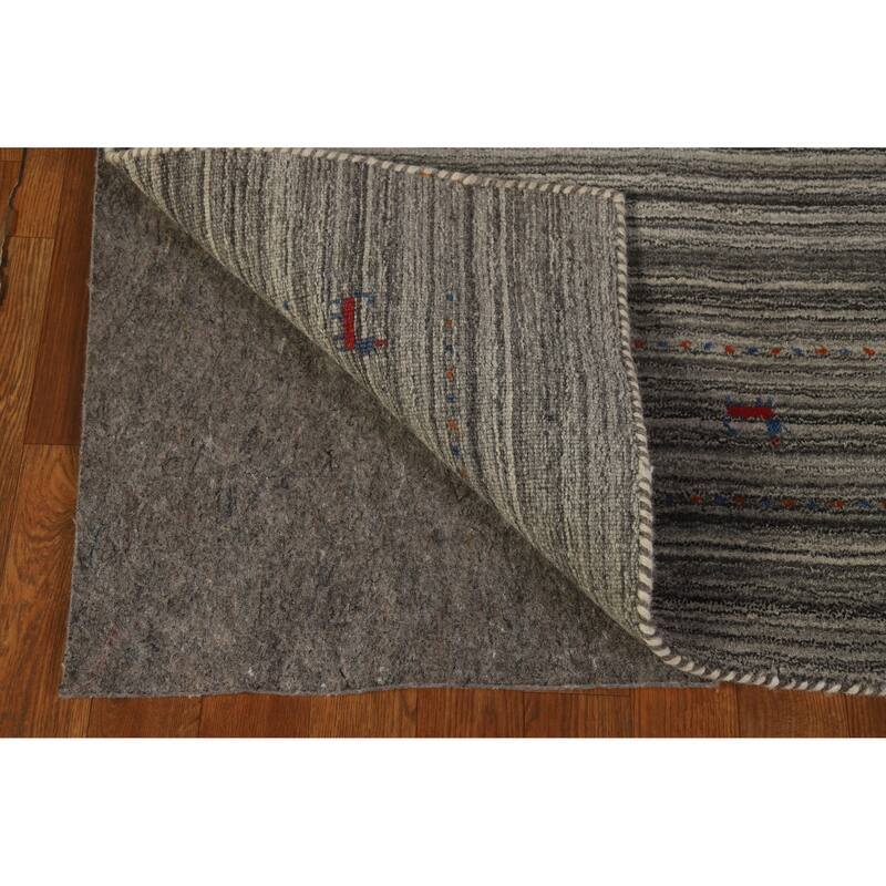 Hand Knotted Oriental 100% Wool Carpet Tribal Tribal Greys & Charcoal Gabbeh Area Rug - 7' 8'' X 5' 0''