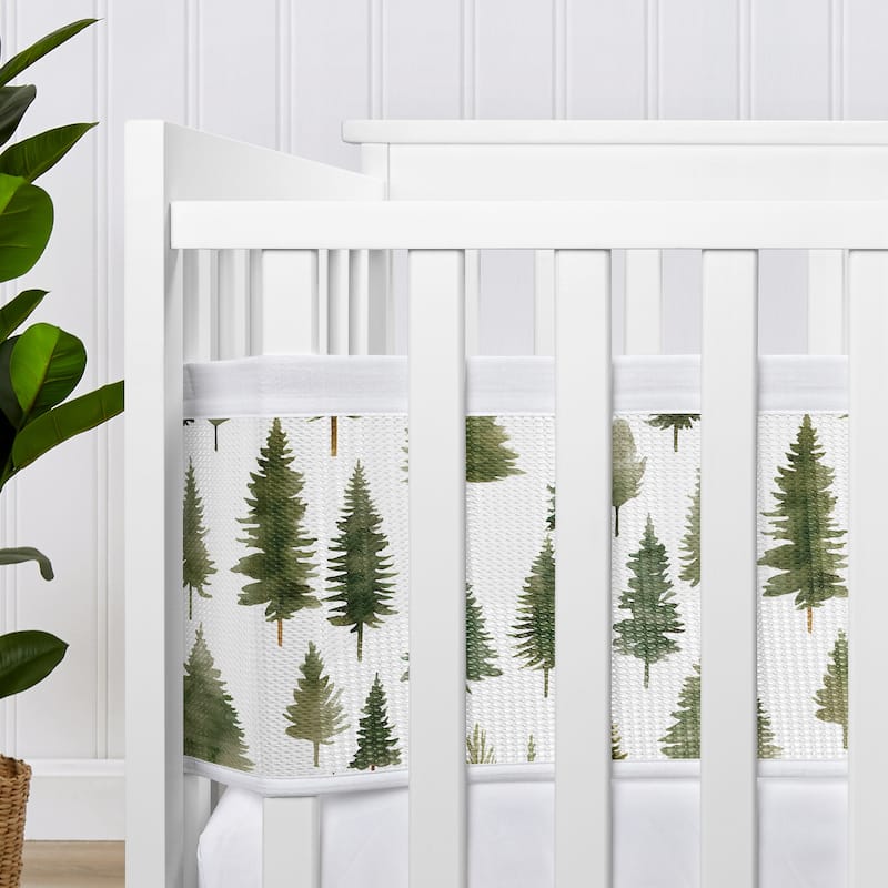 Sweet Jojo Designs + BreathableBaby Breathable Mesh Crib Liner Sage Green Woodland Boy, Girl, Unisex/Gender Neutral