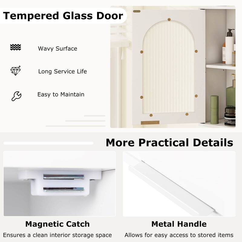 Costway Bathroom Wall Cabinet Medicine Cabinet with Tempered Glass - See Details