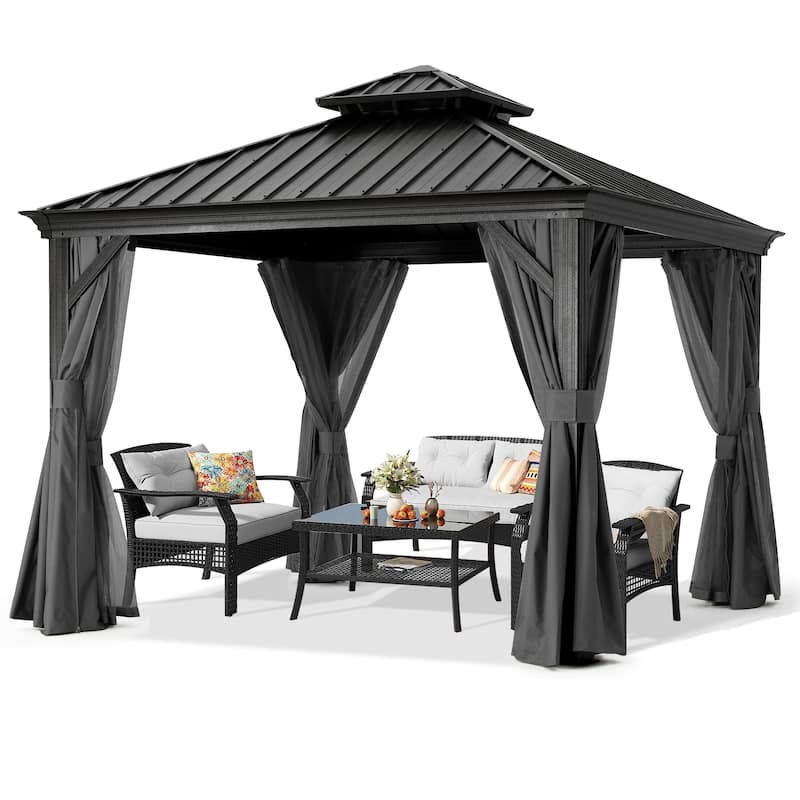 ABCCANOPY Outdoor Hardtop Gazebo with Galvanized Steel Double Roof