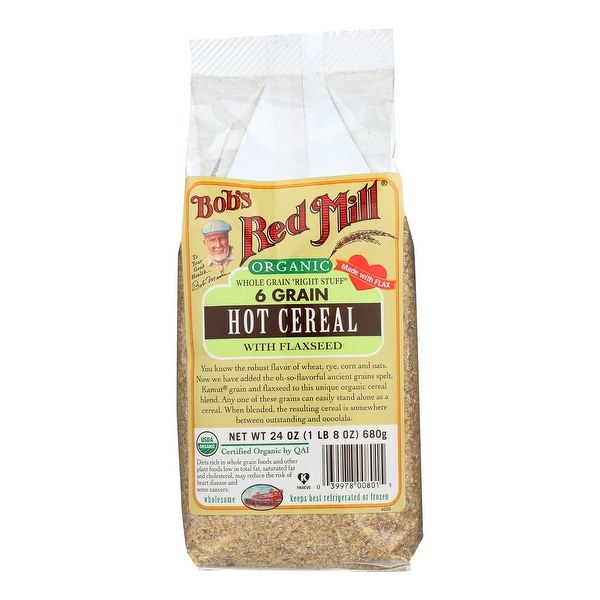 Bob's Red Mill Organic 6 Grain Hot Cereal with Flaxseed - 24 oz - Case of 4