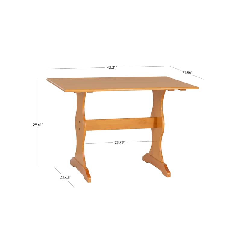 Linon Riki Honey Pine 3-piece Breakfast Nook Dining Set