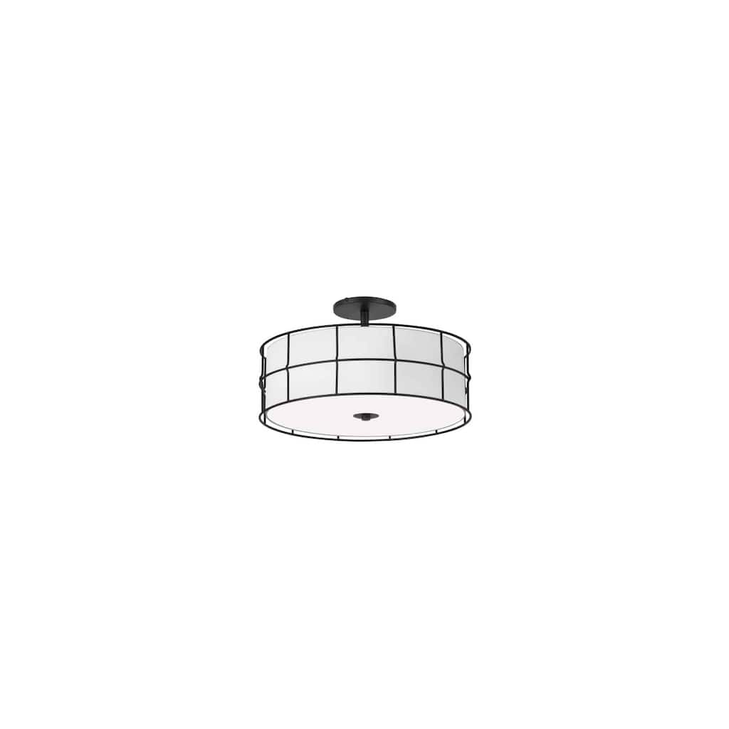Semi-Flush Mount Light 3 Light Black Finish Ceiling Fixture with White Shade - 5