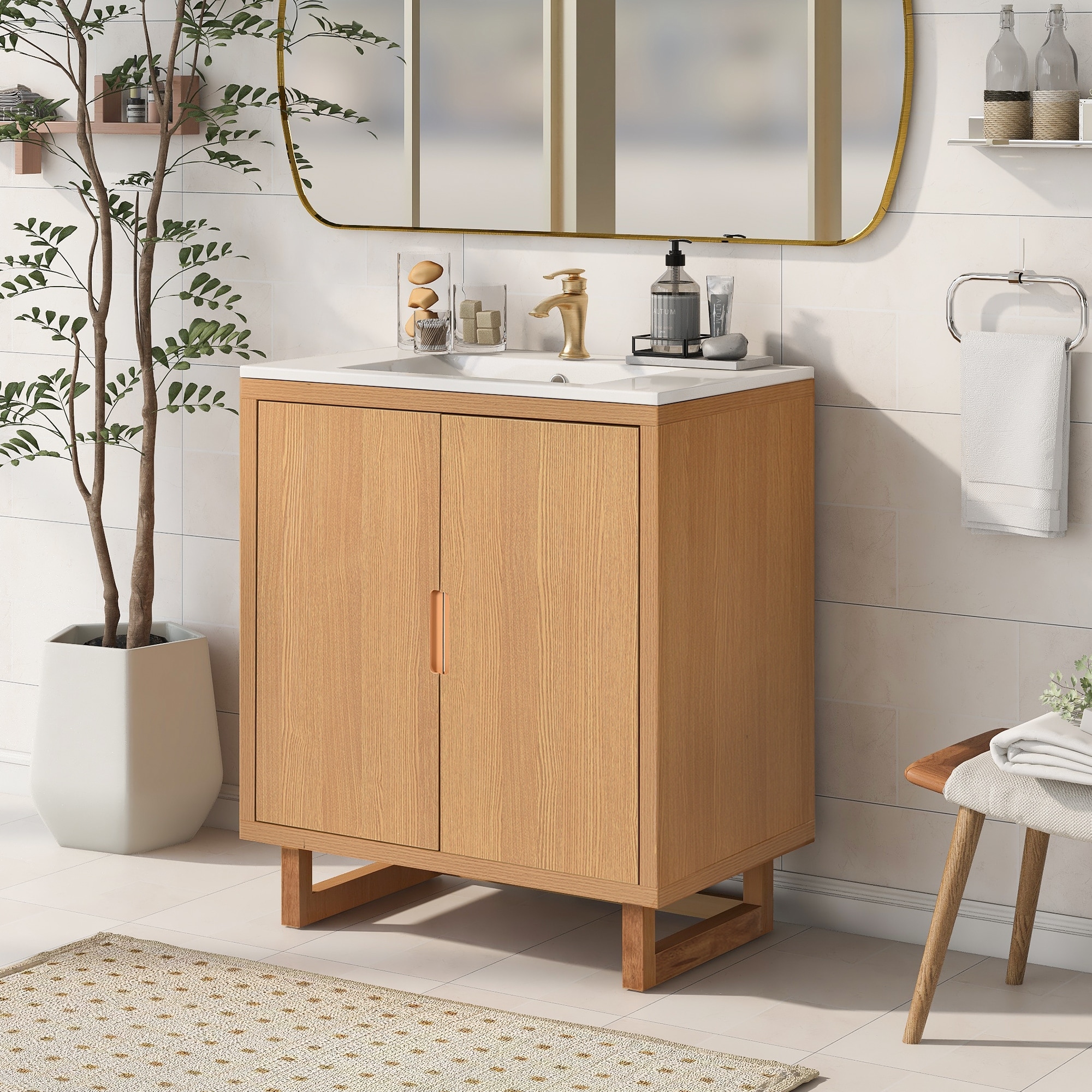 GDFStudio - Zenia 30" Bathroom Vanity Set with Ceramic Sink & Storage Cabinet