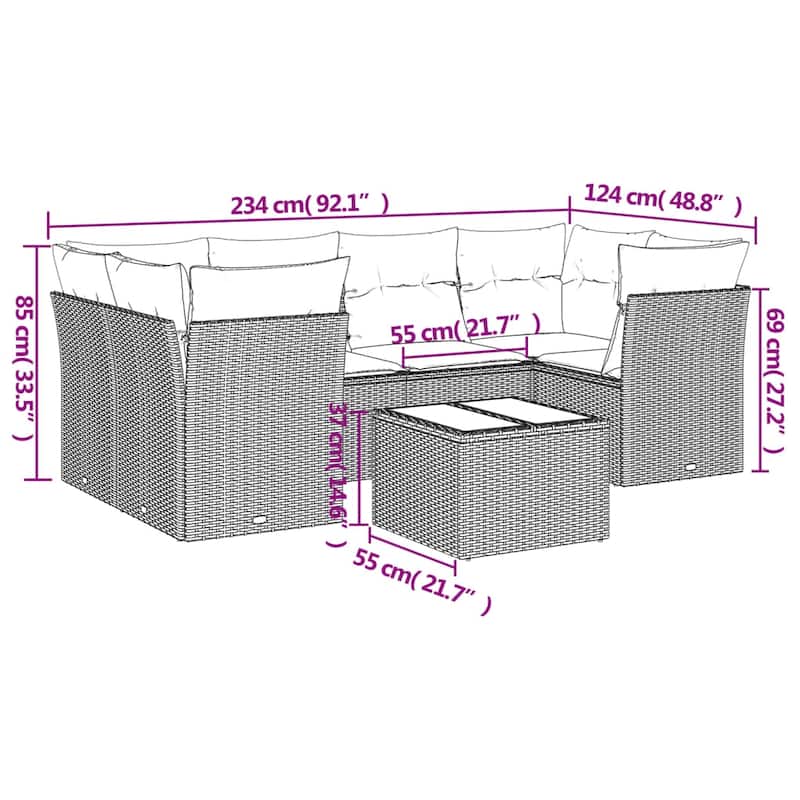 vidaXL Garden Sofa Set Brown, Cream white - 21.7 x 21.7 x 14.6
