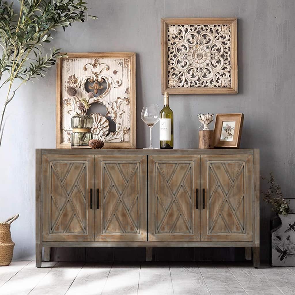 American Country Vintage 4-Door Wooden Sideboard