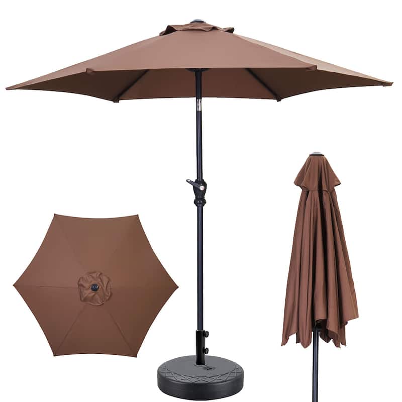 Autlaycil 7.5FT Solar Patio Umbrella with Base and Tilt,Crank