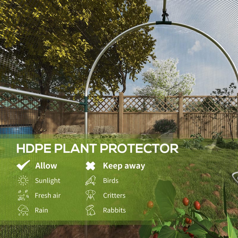Outsunny 4' x 4' Crop Cage, Plant Protection Tent with Zippered Door and Galvanized Steel Frame, Fruit Cage Netting Cover