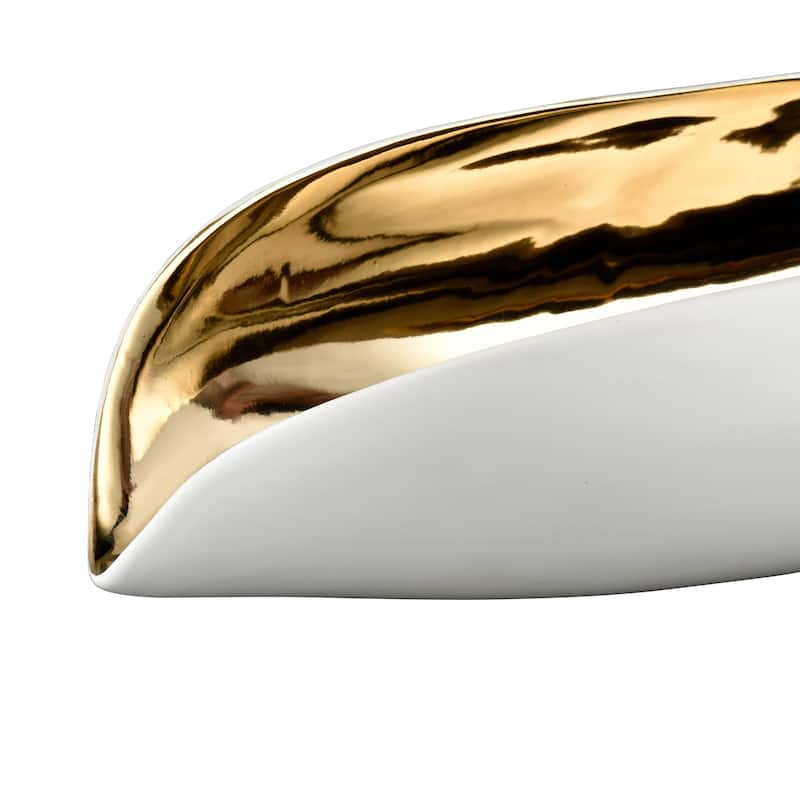 Elk Home Greer Vessel - White and Gold Glazed