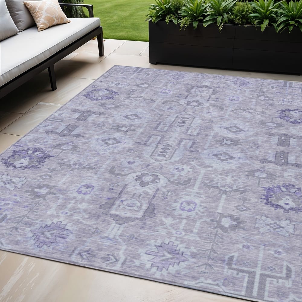 HomeRoots Oriental Traditional Rectangle Outdoor Rug