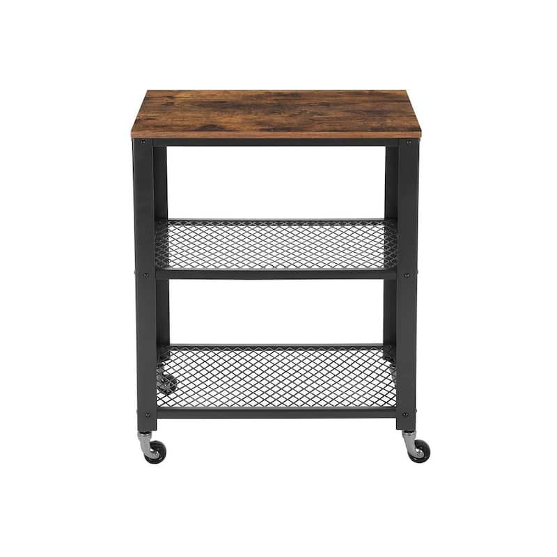 30.6"H Serving Cart with 4 Casters and Adjustable Feet, Steel Frame Ideal for Kitchen or Any Room Use - 15.7"D x 23.6"W x 30.6"H