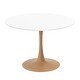 preview thumbnail 6 of 11, Bristol 40" Round Dining Table - Sintered Stone Top with Natural Wood Steel Pedestal Base - Modern Table for Kitchen & Dining White