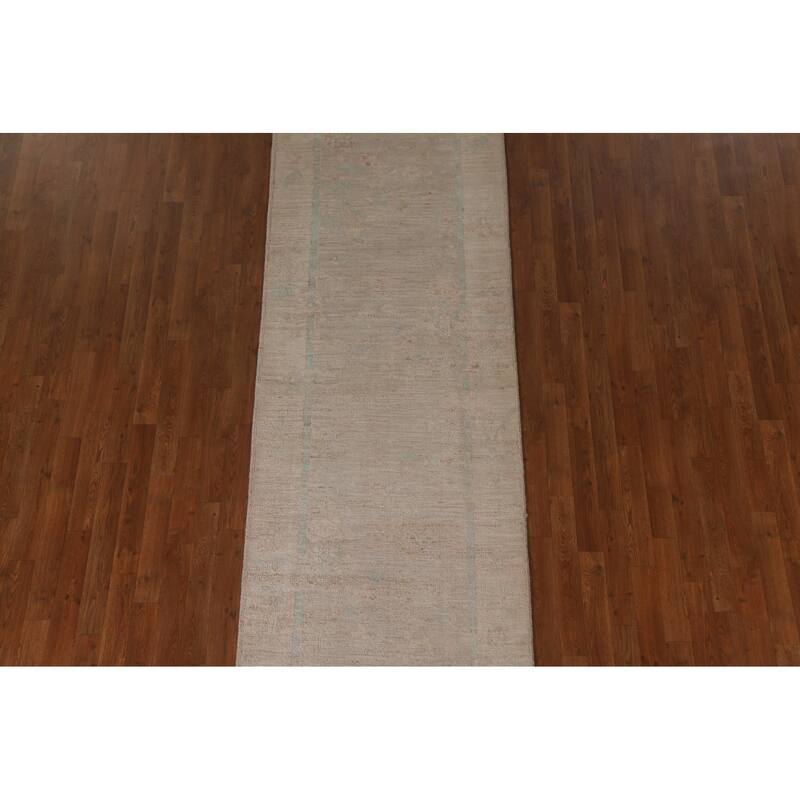 Oushak Oriental Runner Rug Handmade Vegetable Dye Wool Carpet - 3'1"x 11'10"