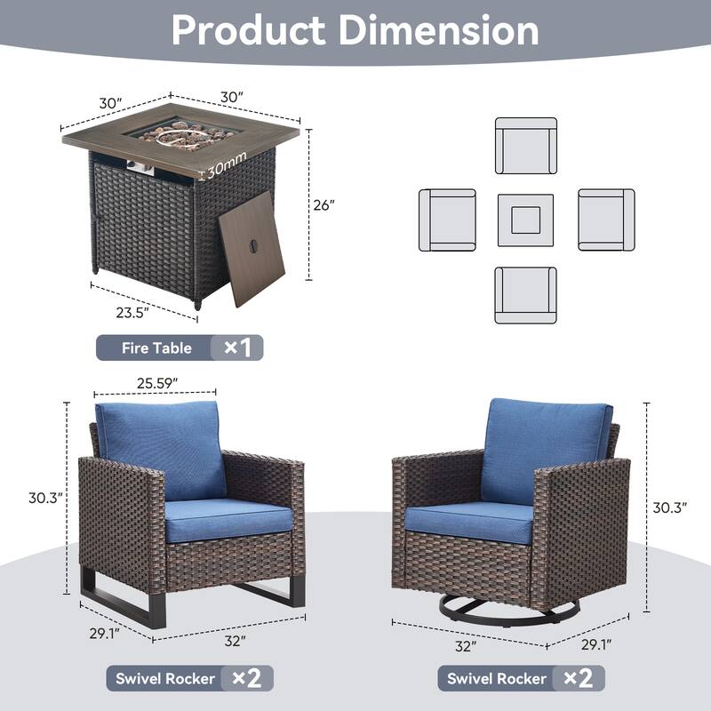 Gymojoy Outdoor Fire Pit Conversation Set, Patio Furniture with Cushions