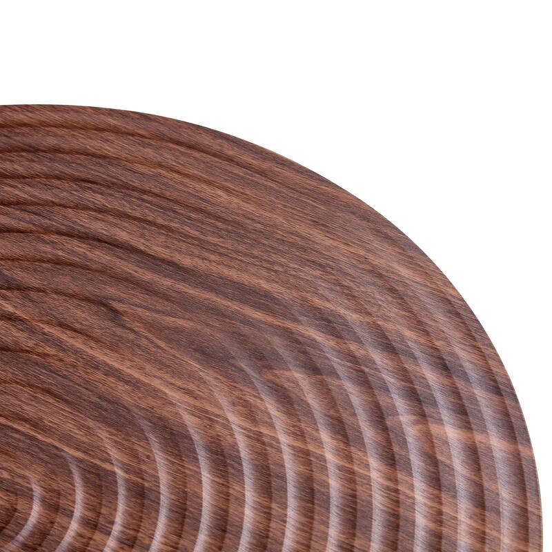 Roomfitters 23.6" Round Coffee Table with Natural Wood Grain Texture and Black Metal Legs