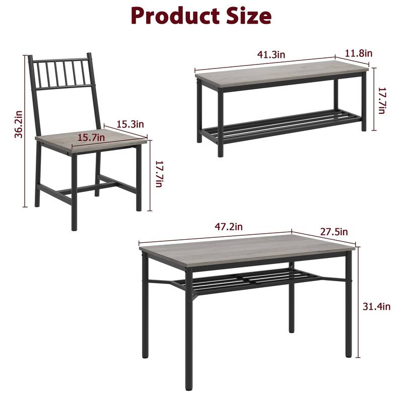Dining Table and 2 Chairs with Storage Bench