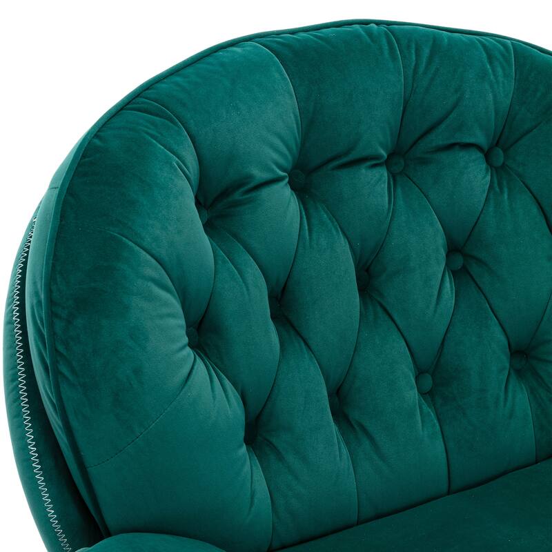 Velvet Swivel Accent Chair with Ottoman & Metal Legs (360° Rotation)
