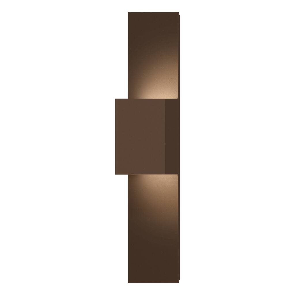 Flat Box 2-light ADA Textured Bronze LED Outdoor Up/Down Panel Wall Sconce