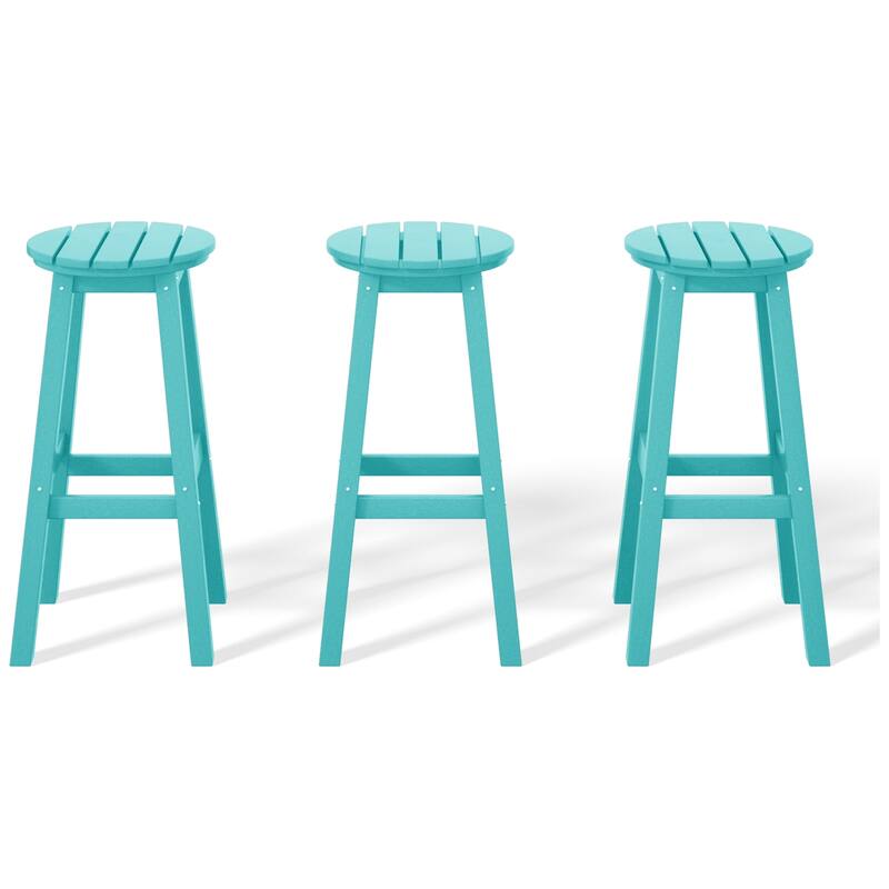Laguna Hdpe All Weather Outdoor Patio 29" Round Bar Stool (Set Of 3)