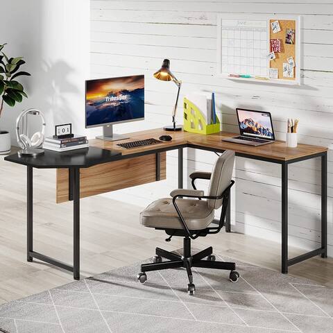 L Shaped Desk, 63 inch Corner Desk Heavy Duty L-Shaped Office Desk with Front Baffle for Home Office