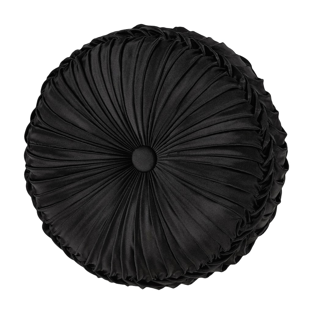 J. Queen New York Bolero Black And Gold Tufted Round Decorative Throw Pillow