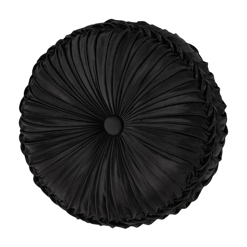 Brunello Black And Gold Tufted Round Decorative Throw Pillow