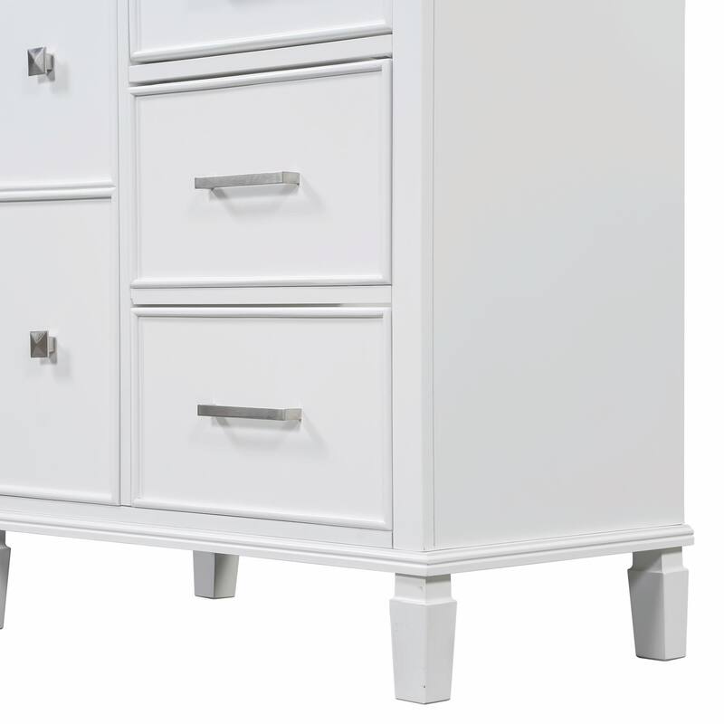 30" Bathroom Vanity with Ceramic Sink, Flip-Out Plumbing Drawer, Soft Close Doors & Drawers