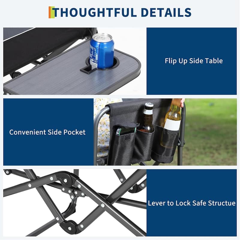 Oversized 2 Pcs Folding Portable Outdoor Director Camping Chair for Lawn, Fishing, Sports