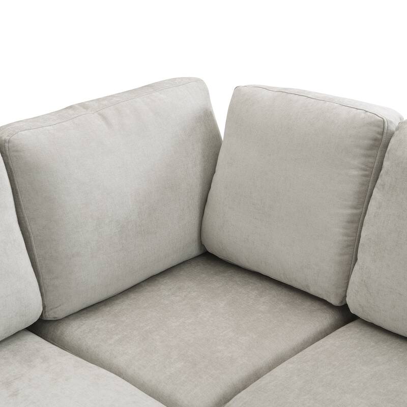 103" Chenille U-Shape Sectional Sofa 6-Seat Convertible Sleeper with 2 Ottomans and 3 USB Ports