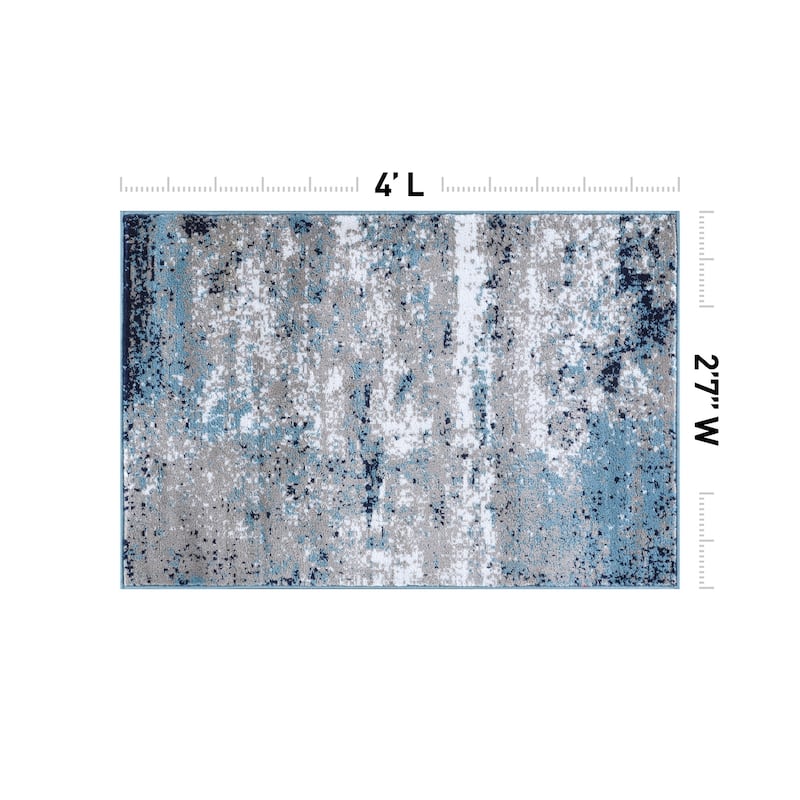 World Rug Gallery Distressed Abstract Watercolor Area Rug
