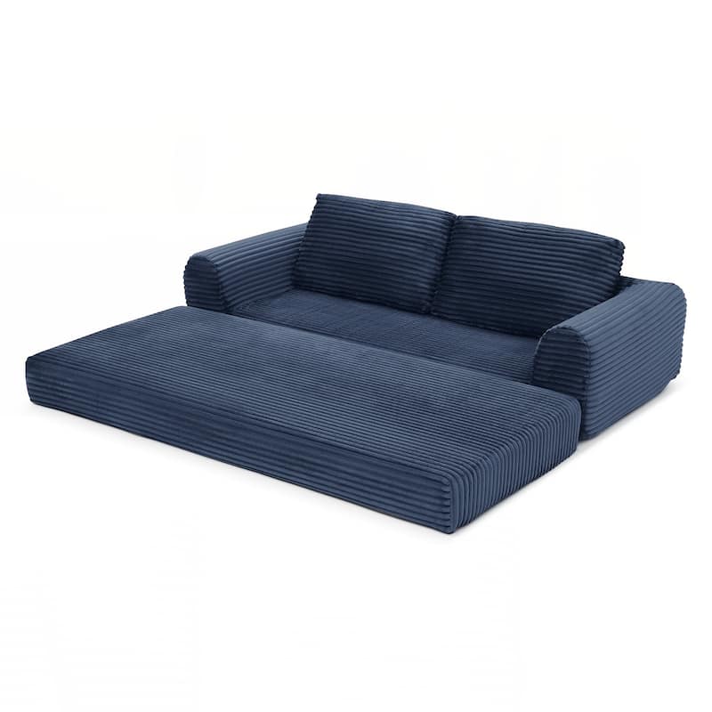 Modern Corduroy Sleeper Couch , Futon Modular Upholstered Boneless Sofa