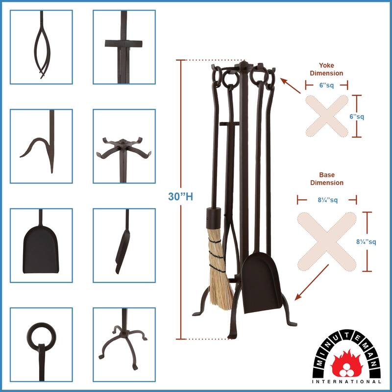 Achla Designs English Country Fireplace Set of 4 Tools, 32 Inch Tall