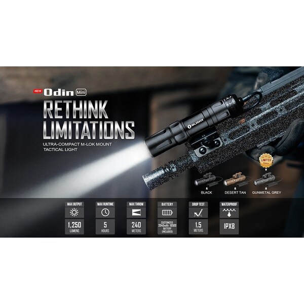 Olight Odin Mini 1250 Lumen Rechargeable Rail Mount Flashlight