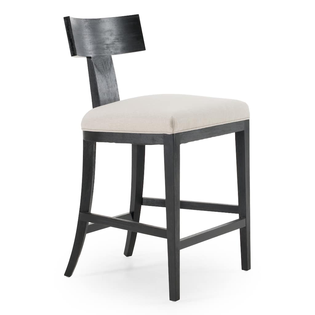 Modrest Fabien Mid-Century Modern Beige Linen & Black Walnut Counter Chair