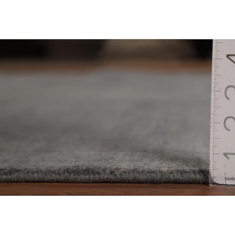 Solid Gray Gabbeh Oriental Area Rug Hand-Knotted Wool Carpet - 6'8" x 9'10"