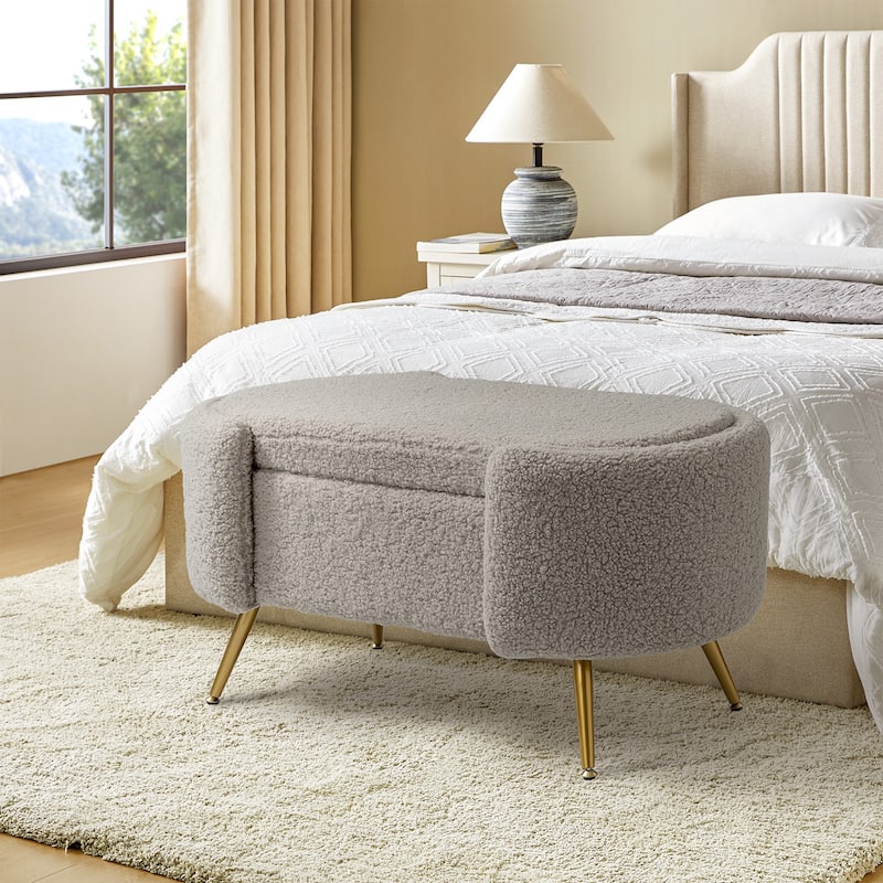 Clara 39.4" Wide Storage Bench with Metal Legs