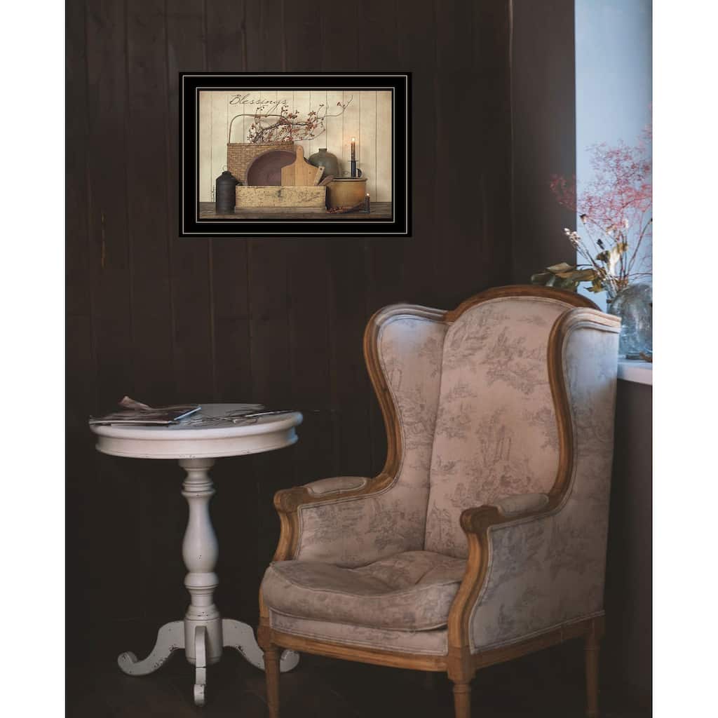 TrendyDecor4U Farmhouse "Count your Blessing" Framed Print Wall Art by Susie Boyer - Rustic