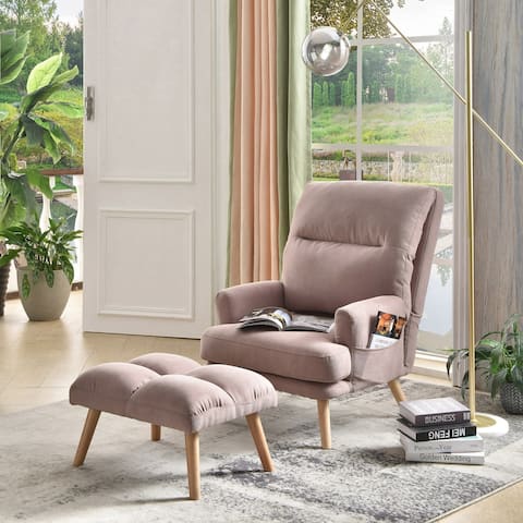 OVIOS Wood Recliner Chair with Ottoman
