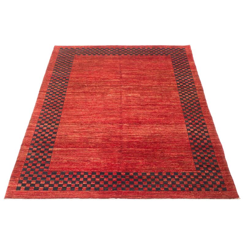 ECARPETGALLERY Hand-knotted Peshawar Ziegler Dark Red Wool Rug - 6'2 x 8'10