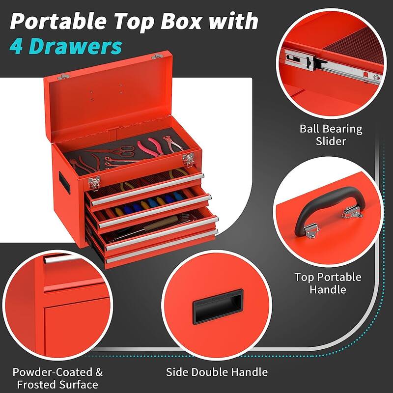 5-Drawer Rolling Tool Chest Storage Cabinet with Lock Tool Box