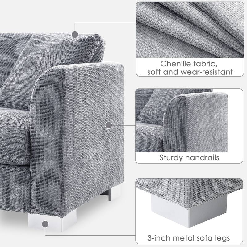 Cloud Sectional Sofa, L-shaped Couch Set w/ 2 Free Pillows